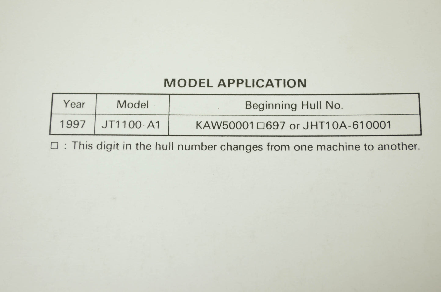 OEM Kawasaki 99924-1203-51 Service Manual Supplement JT1100A