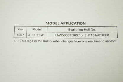 OEM Kawasaki 99924-1203-51 Service Manual Supplement JT1100A