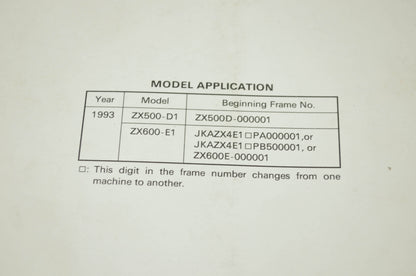 OEM Kawasaki 99924-1161-51 Service Manual Supplement ZX600E