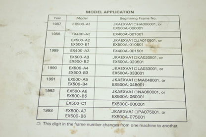 OEM Kawasaki 99924-1082-53 Service Manual Supplement EX500A