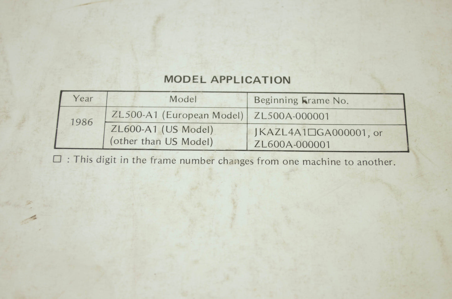 OEM Kawasaki 99924-1073-51 Service Manual Supplement ZL600A