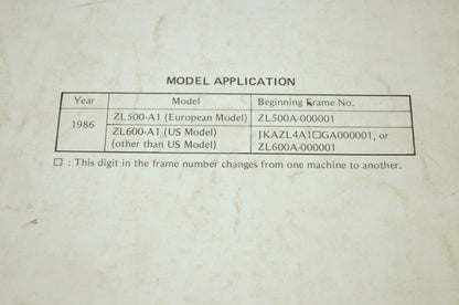 OEM Kawasaki 99924-1073-51 Service Manual Supplement ZL600A