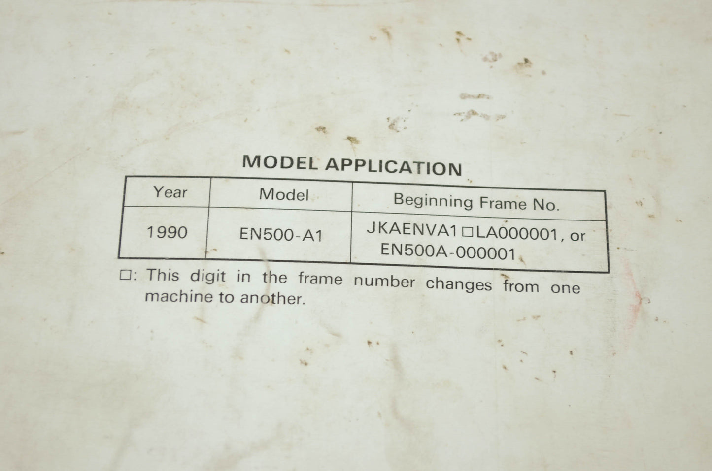 OEM Kawasaki 99924-1125-51 Service Manual Supplement EN500A