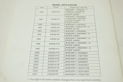 OEM Kawasaki 99924-1109-65 Service Manual Supplement EX250F