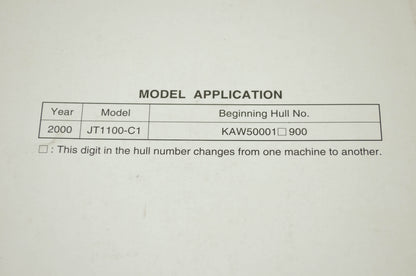 OEM Kawasaki 99924-1256-01 Service Manual JT1100