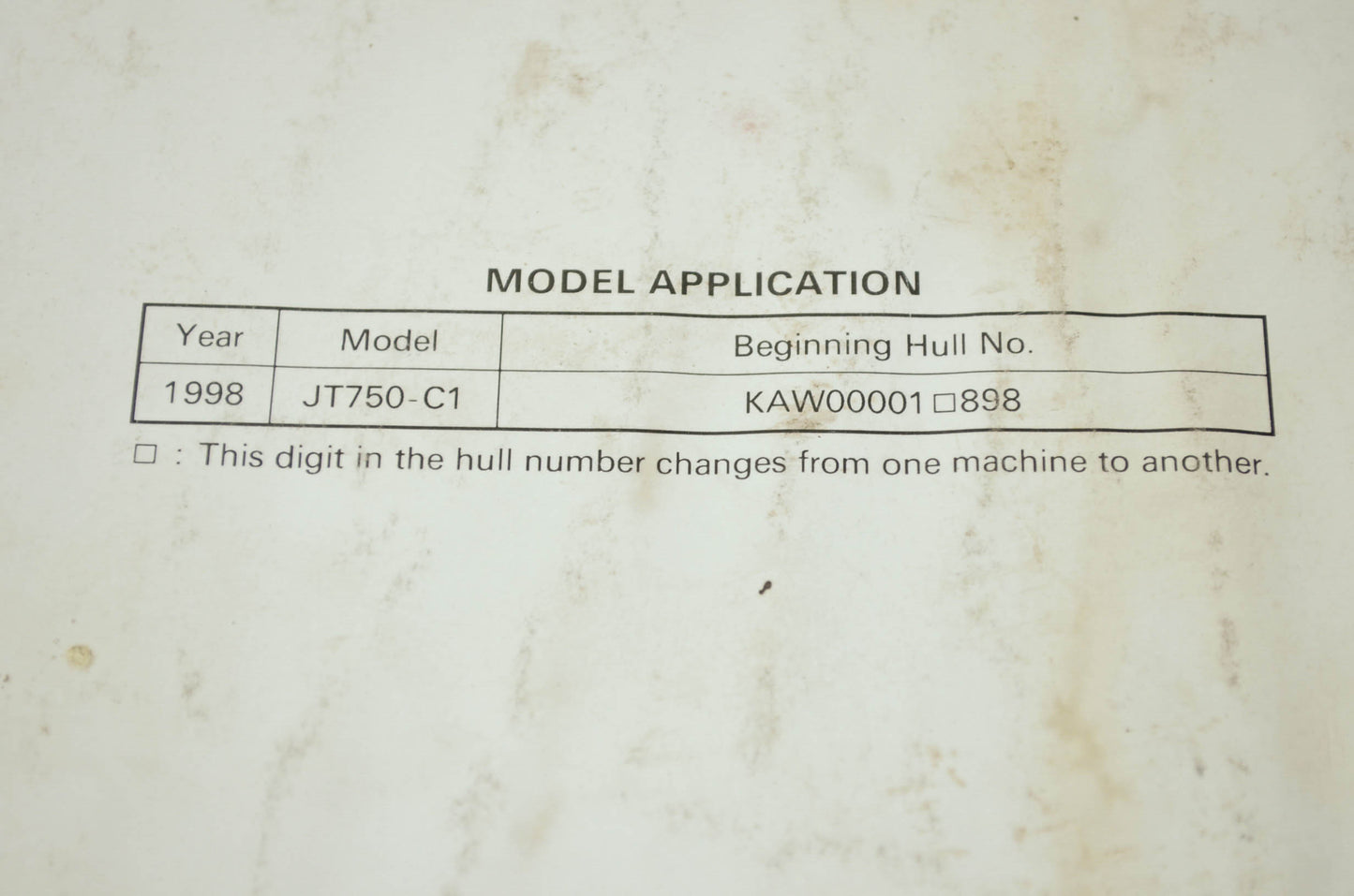 OEM Kawasaki 99924-1238-51 Service Manual Supplement JT750C1
