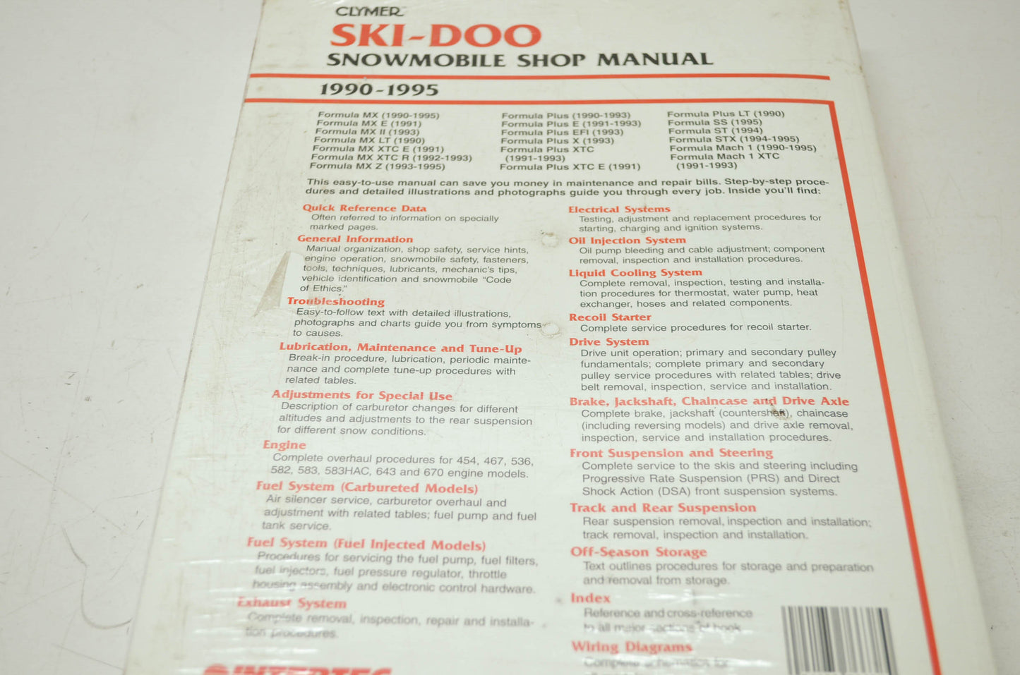 Clymer Ski-Doo 90-95 Snowmobile Shop Manual