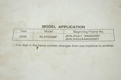 OEM Kawasaki 99924-1385-01 Service Manual KLX450A