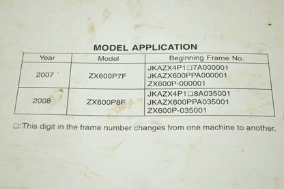 OEM Kawasaki 99924-1382-02 Service Manual ZX600P