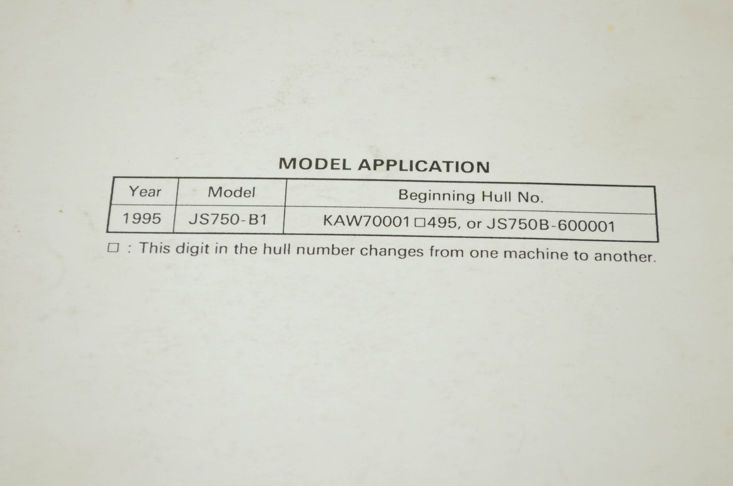 OEM Kawasaki 99924-1189-51 Service Manual Supplement JS750B