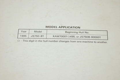 OEM Kawasaki 99924-1189-51 Service Manual Supplement JS750B
