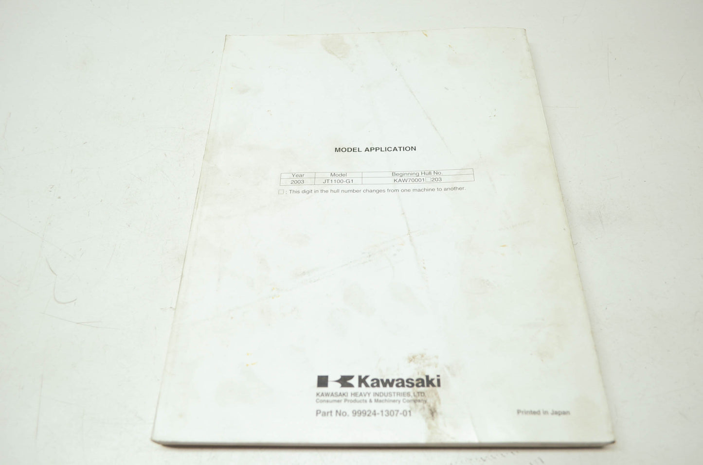 OEM Kawasaki 99924-1307-01 Service Manual JT1100G