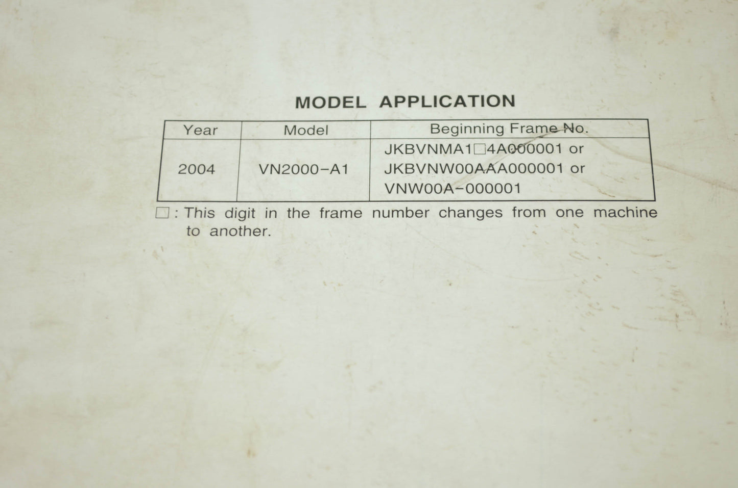 OEM Kawasaki 99924-1320-01 Service Manual VN2000A/D/E/F