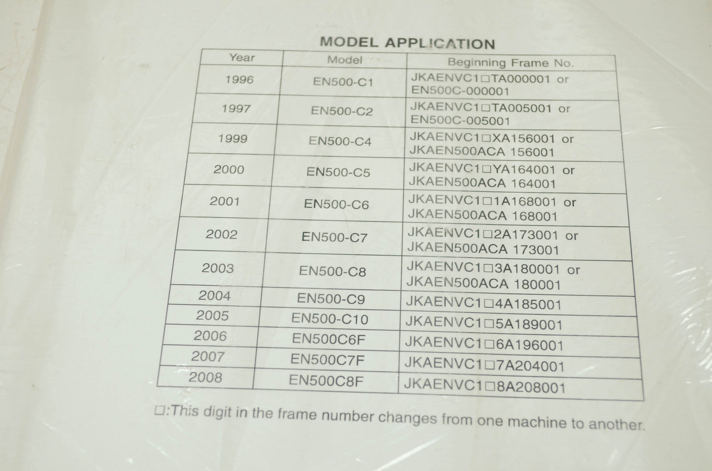 OEM Kawasaki 99924-1194-11 Service Manual EN500C NOS