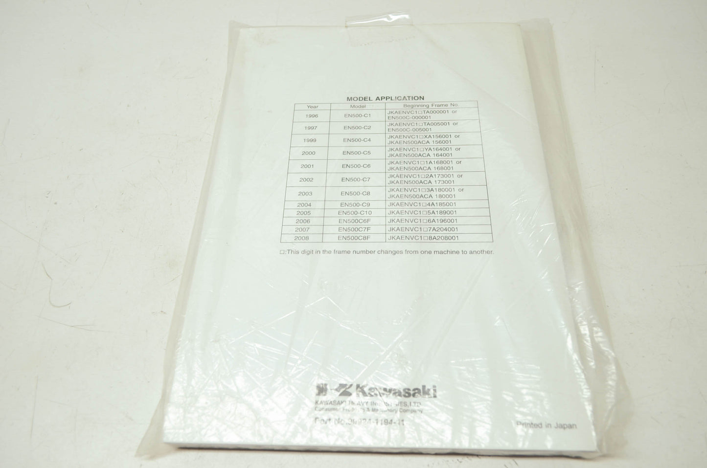 OEM Kawasaki 99924-1194-11 Service Manual EN500C NOS