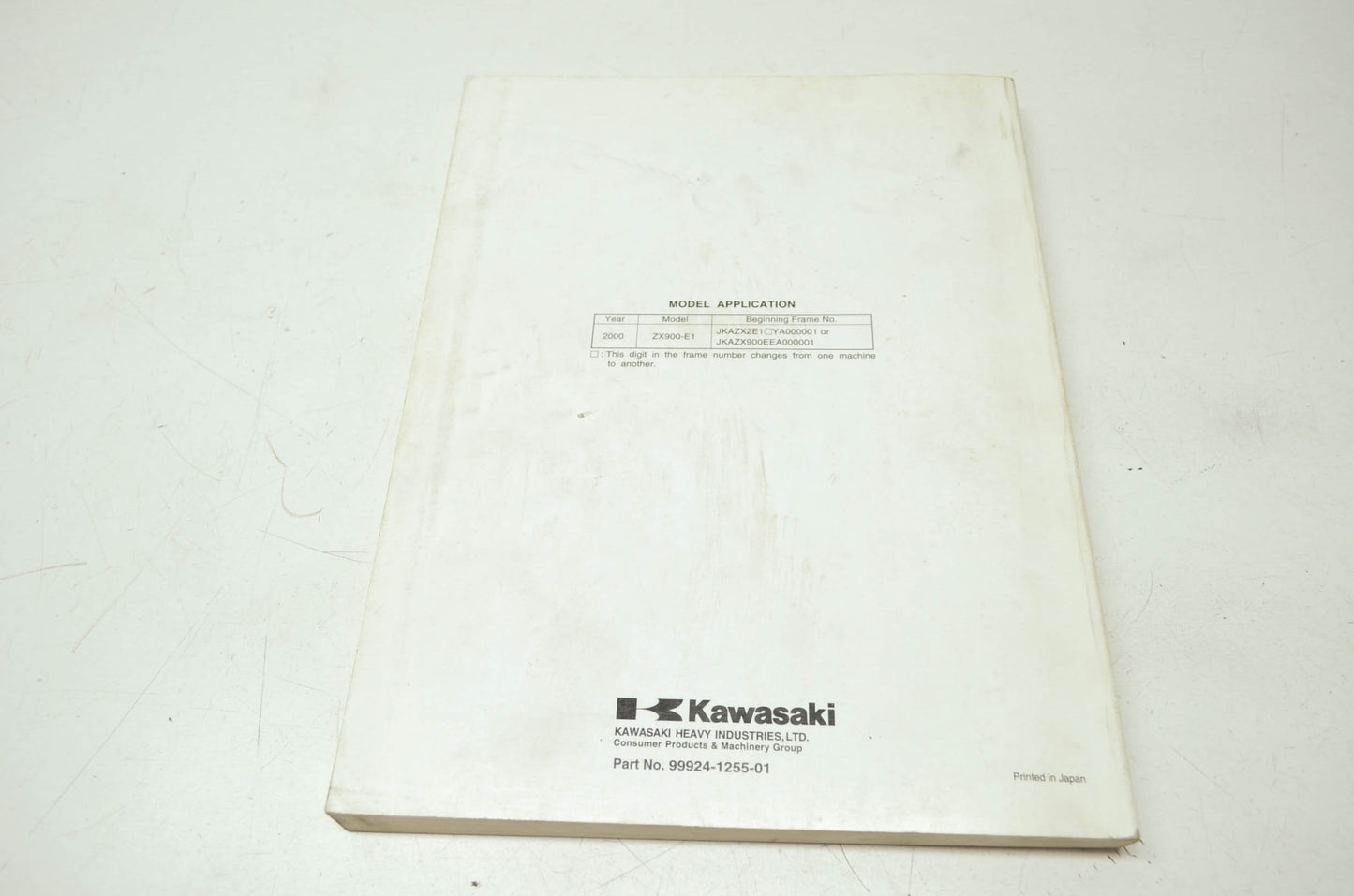 OEM Kawasaki 99924-1255-01 Service Manual ZX900E