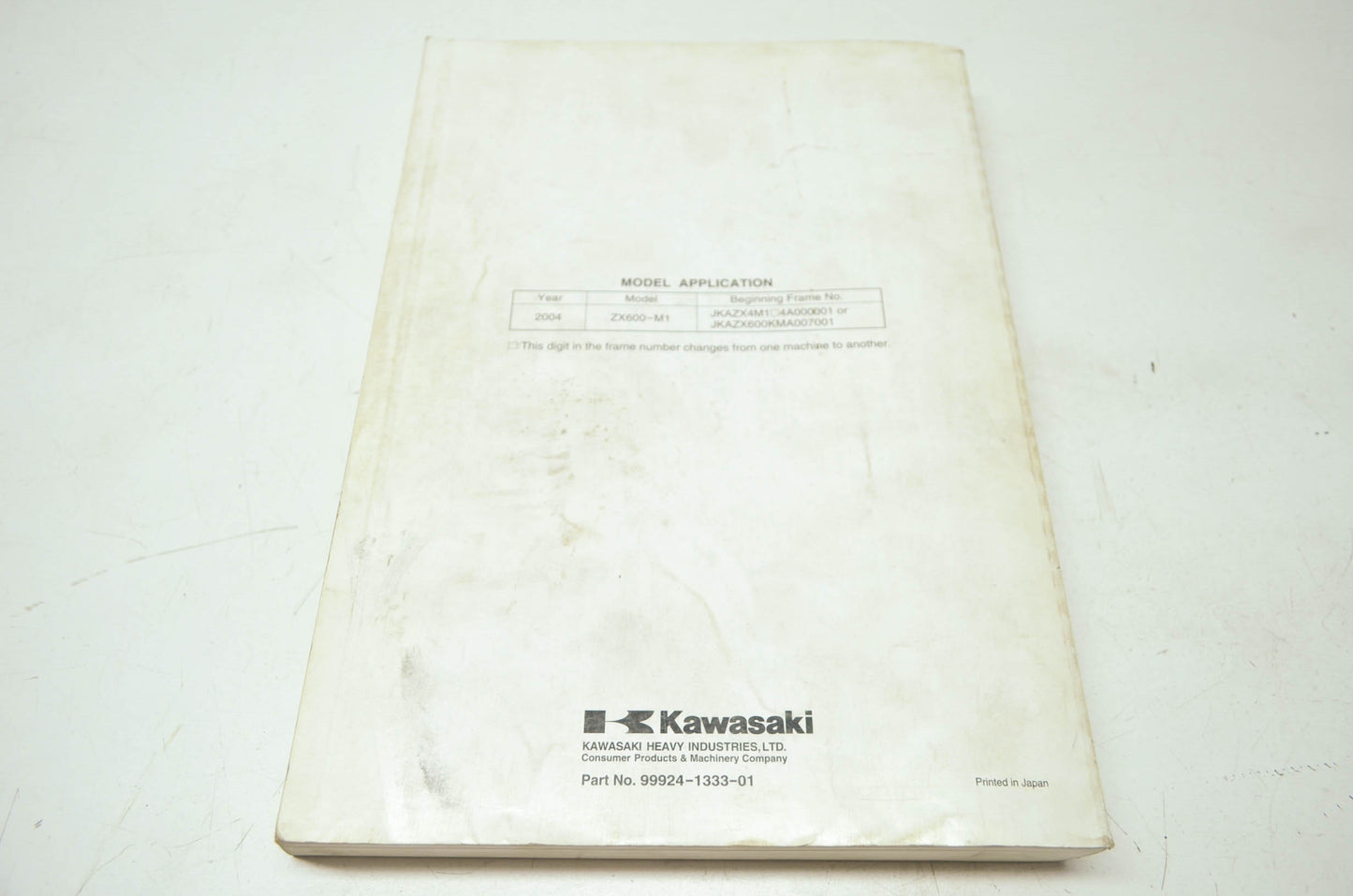 OEM Kawasaki 99924-1333-01 Service Manual ZX600-M