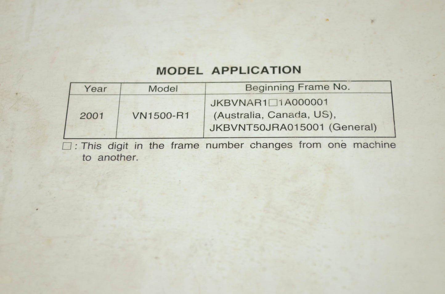 OEM Kawasaki 99924-1268-01 Service Manual VN1500-R