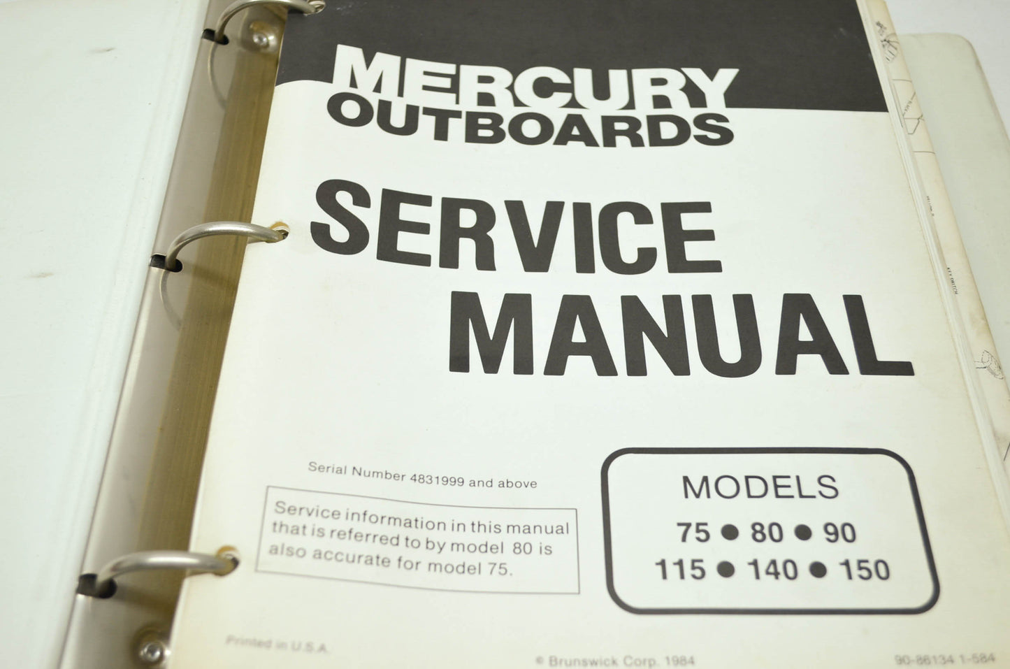 Mercury Outboards Model 75 80 90 115 140 150 Service Manual