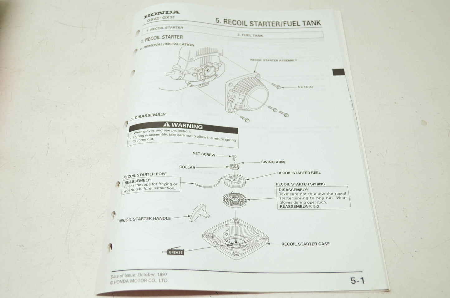 Honda Engines GX22 GX31 Shop Manual