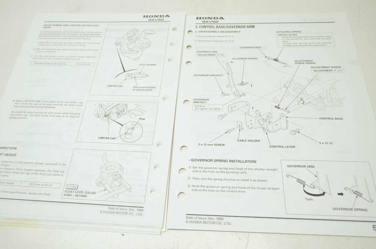 OEM Honda 61ZN400 Engines GXV50 Shop Manual