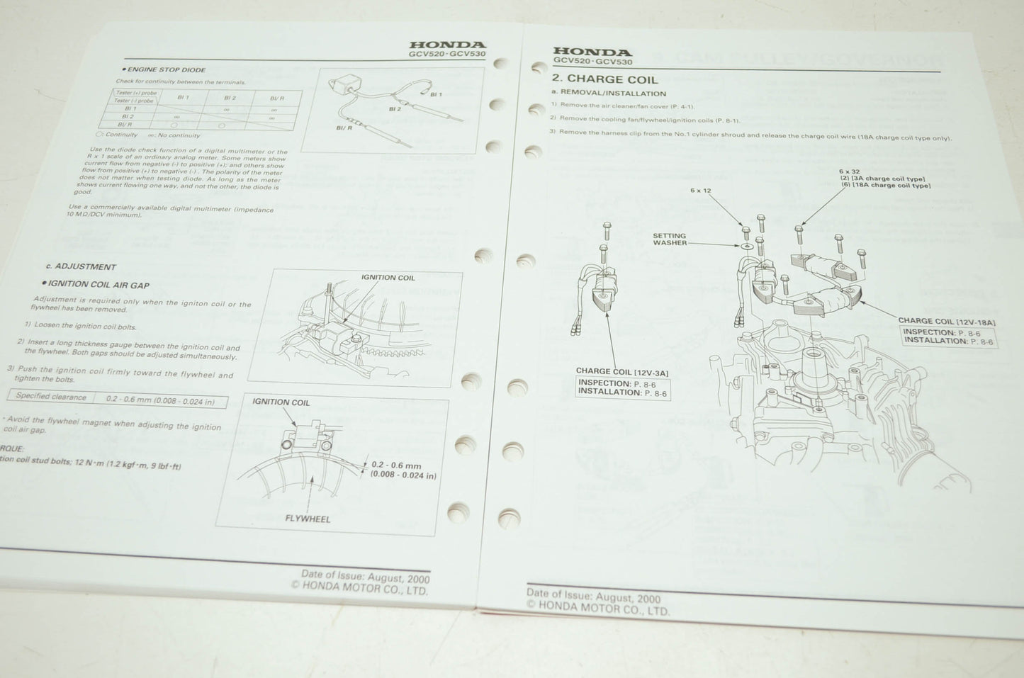 OEM Honda 61Z0A00 GCV520 530 Service Manual