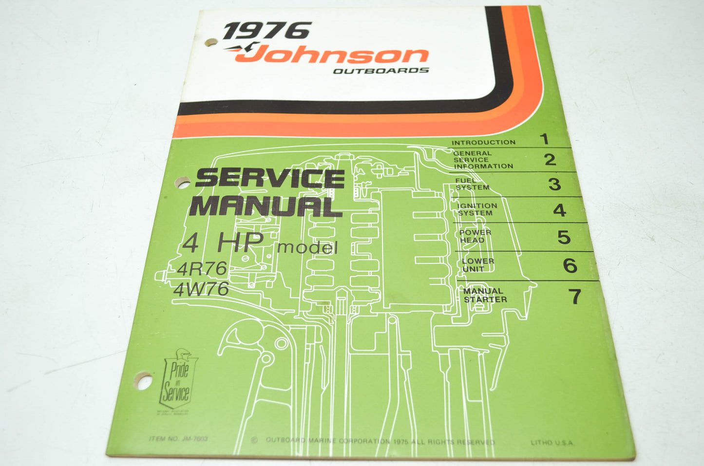 Johnson 1976 Outboards 4HP model 4R76 4W76 Service Manual