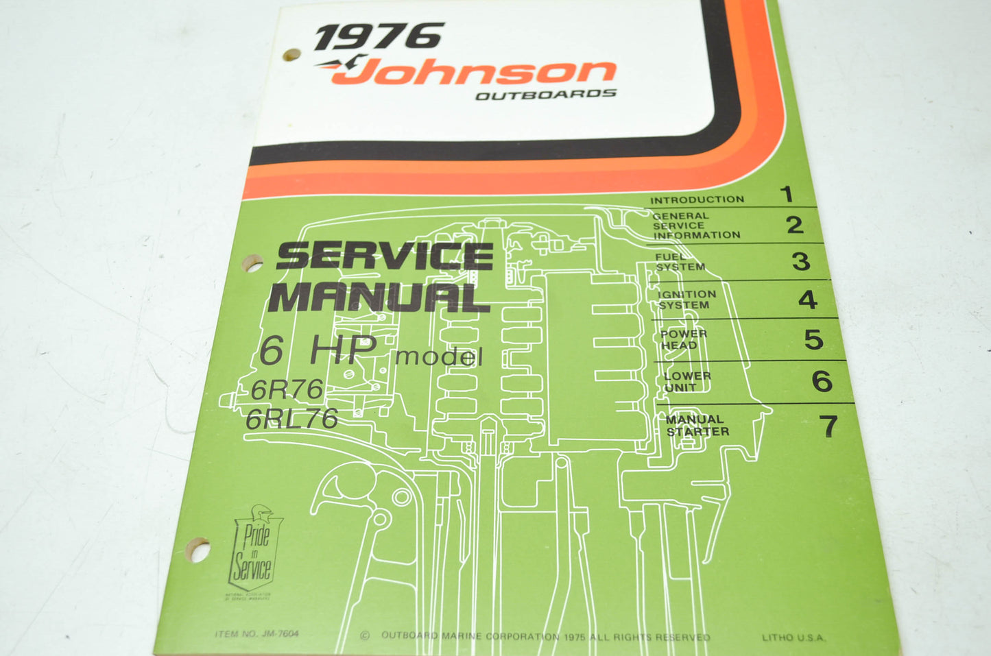 Johnson 1976 Outboards 6HP model 6R76 6RL76 Service Manual