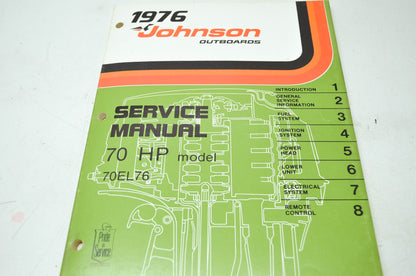 Johnson 1976 Outboards 70HP 70EL76 Service Manual