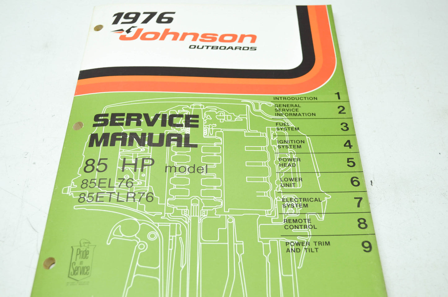 Johnson 1976 Outboards 85HP 85EL76 85ETLR76 Service Manual
