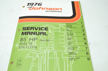 Johnson 1976 Outboards 85HP 85EL76 85ETLR76 Service Manual