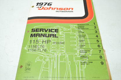 Johnson 1976 Outboards 115HP 115EL76 115ETL76 Service Manual