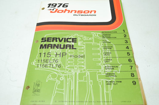 Johnson 1976 Outboards 115HP 115EL76 115ETL76 Service Manual