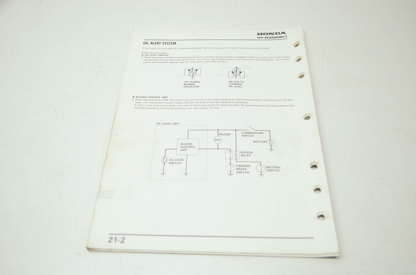 Honda HT-R3009 Shop Manual Supplement