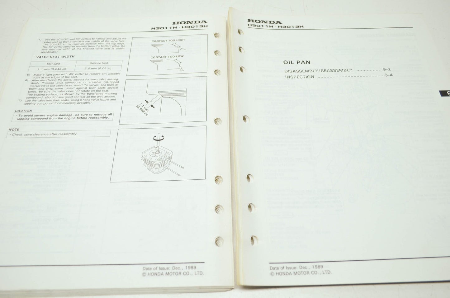 Honda H 3011H H 3013H Riding Mower Shop Manual