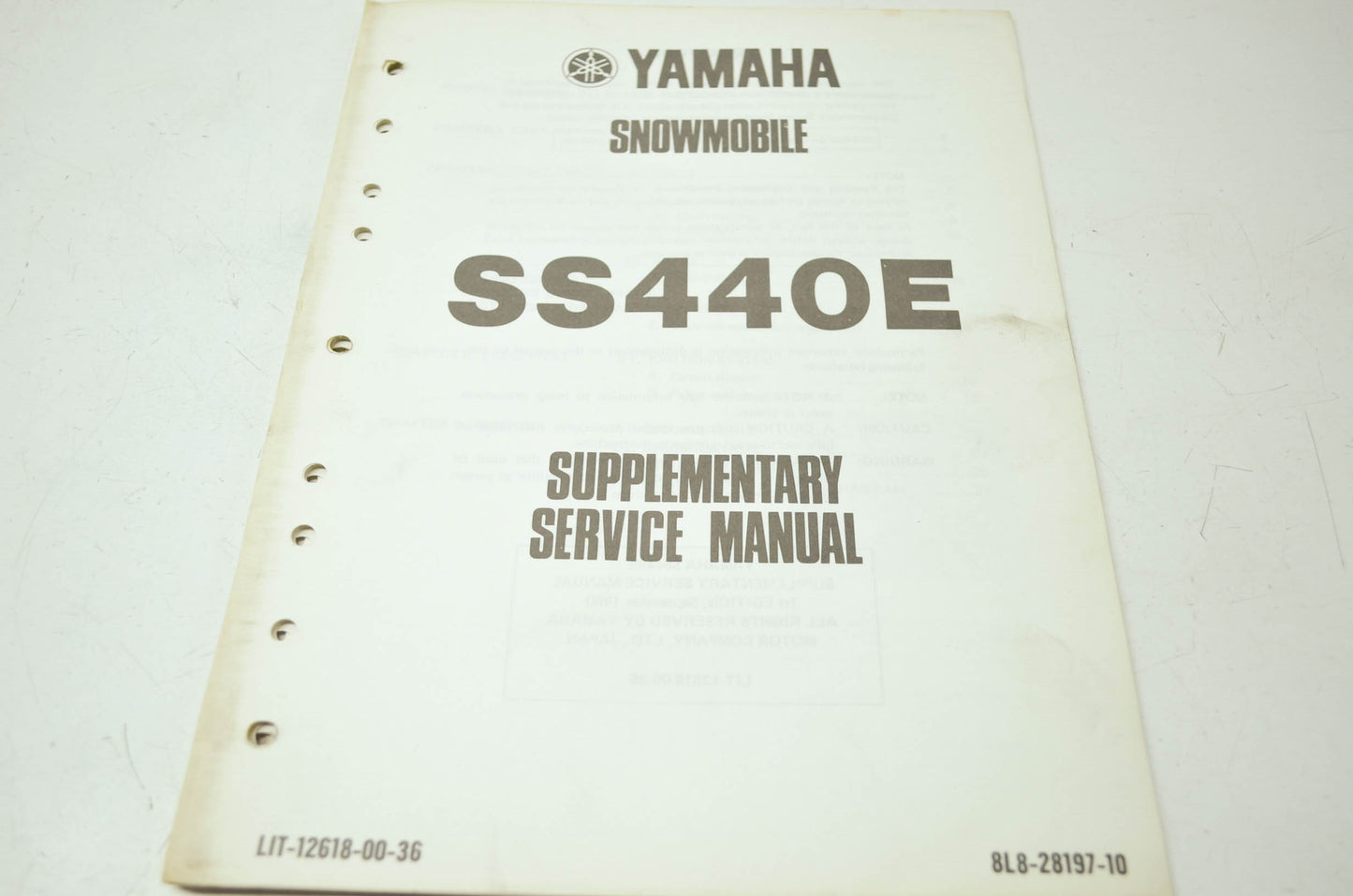 Yamaha Snowmobile SS440E Supplementary Service Manual