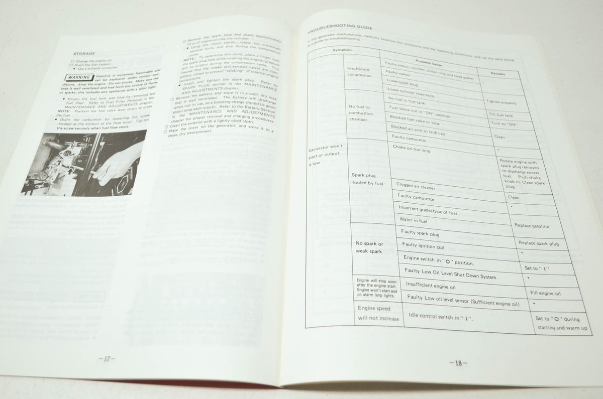 OEM Kawasaki 99920-2079-03 Portable Generator Owner's Manual