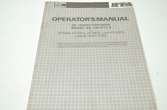 Honda 36' Snowthrower Operator's Manual