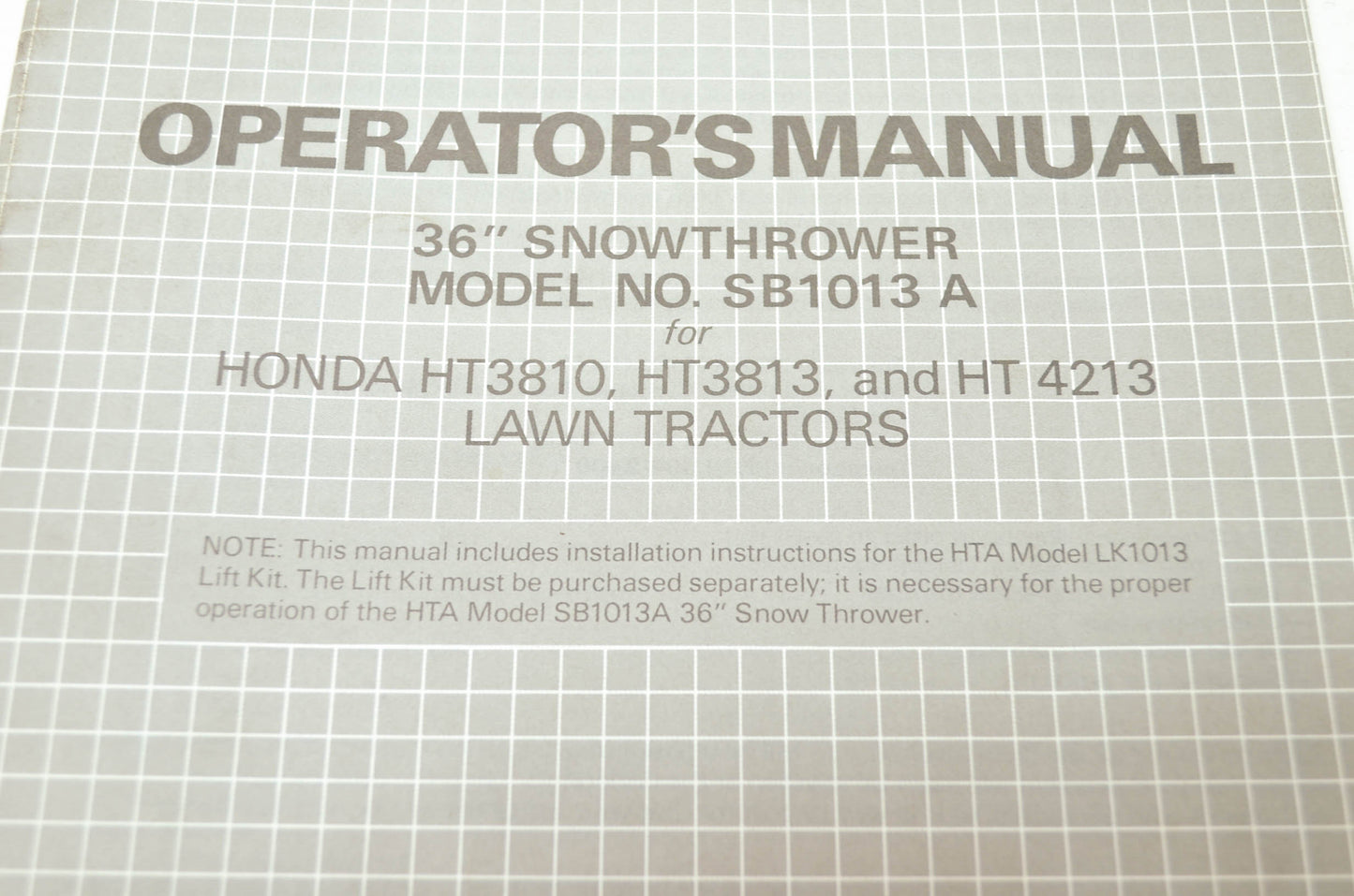 Honda 36' Snowthrower Operator's Manual