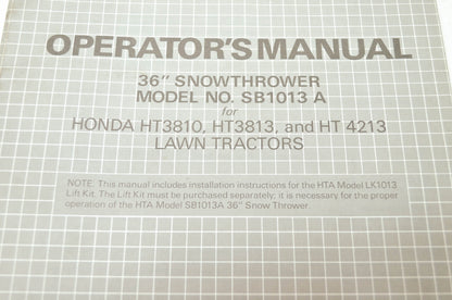 Honda 36' Snowthrower Operator's Manual