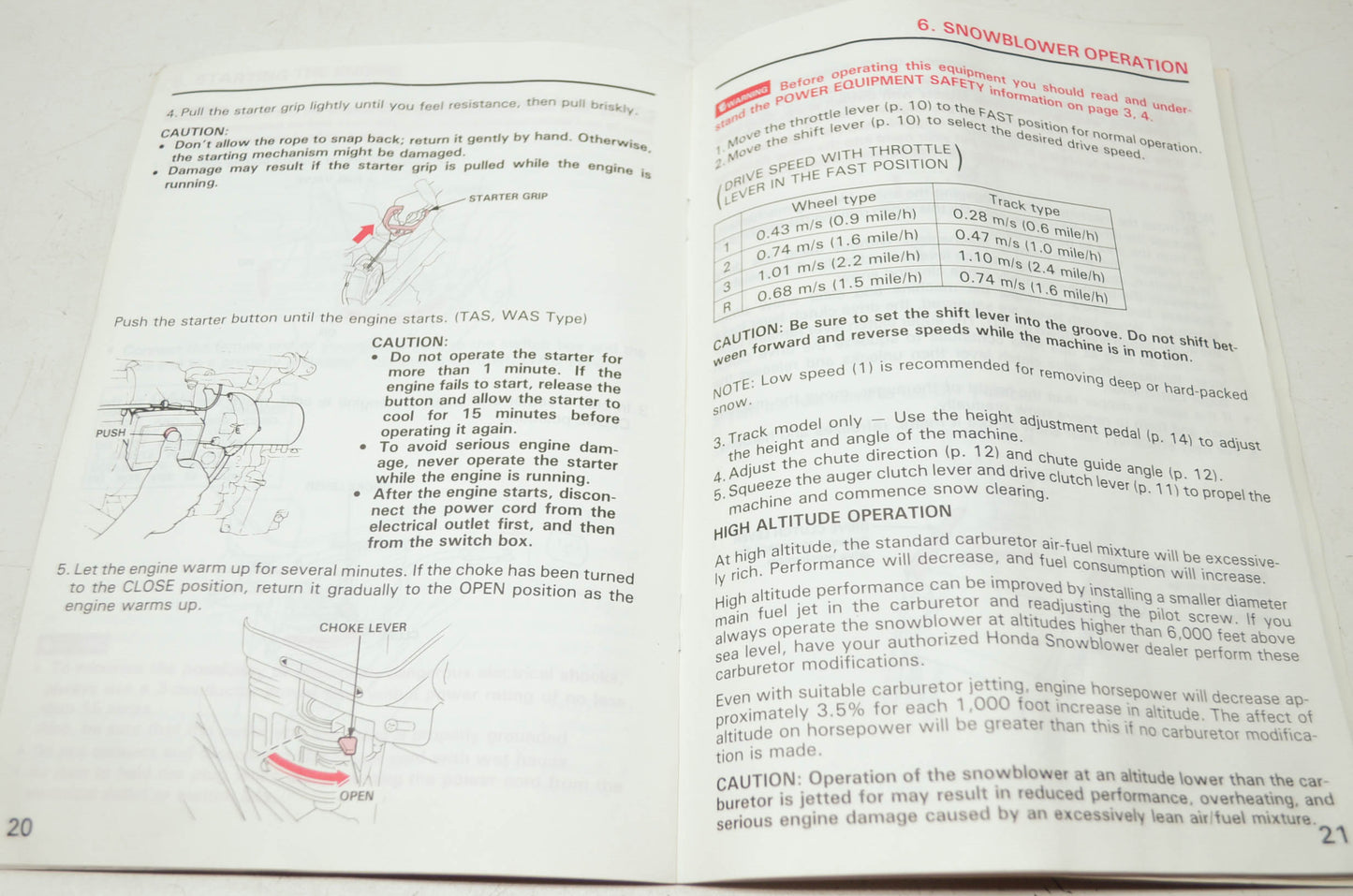 Honda Snowblower HS55 Owner's Manual