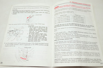 Honda Snowblower HS55 Owner's Manual