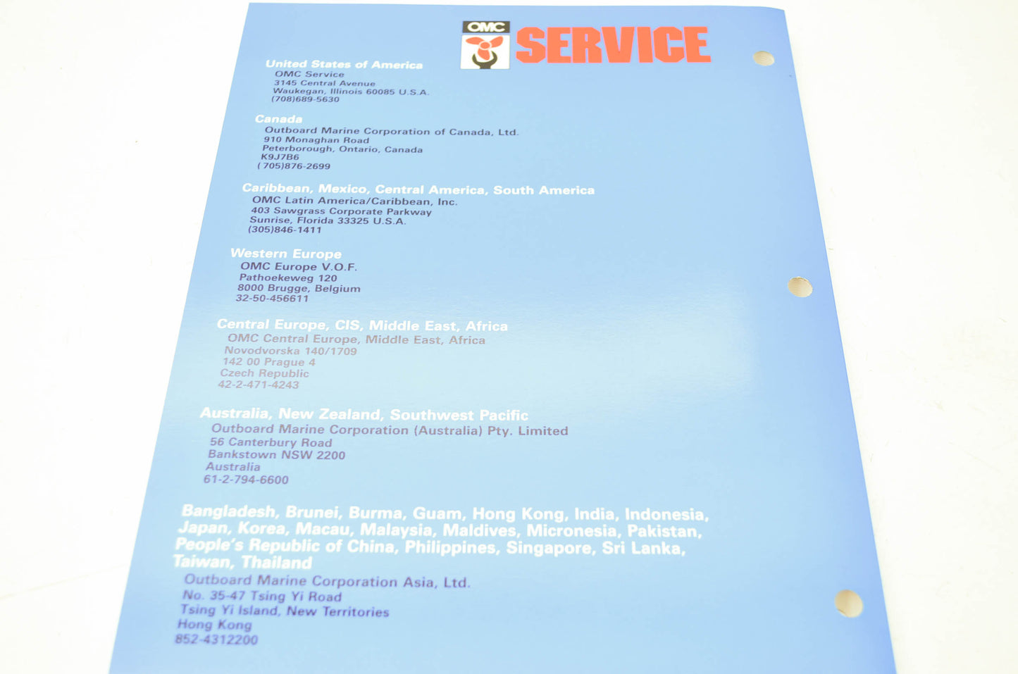 OMC Cobra 'MD' Vertical Drive/Transom Bracket Service Manual