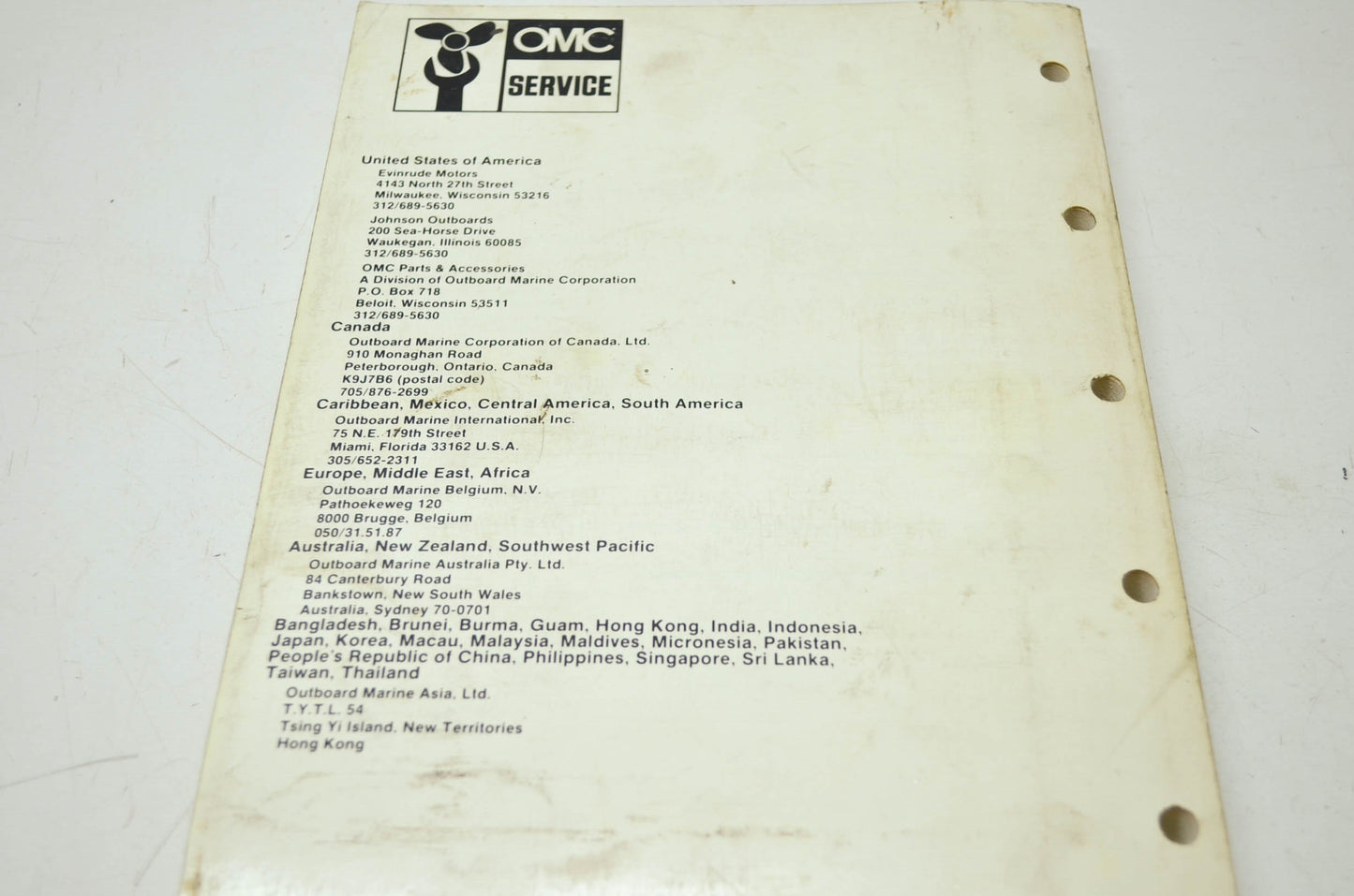 OMC Johnson 'CU' 9.9HP-30HP Service Manual