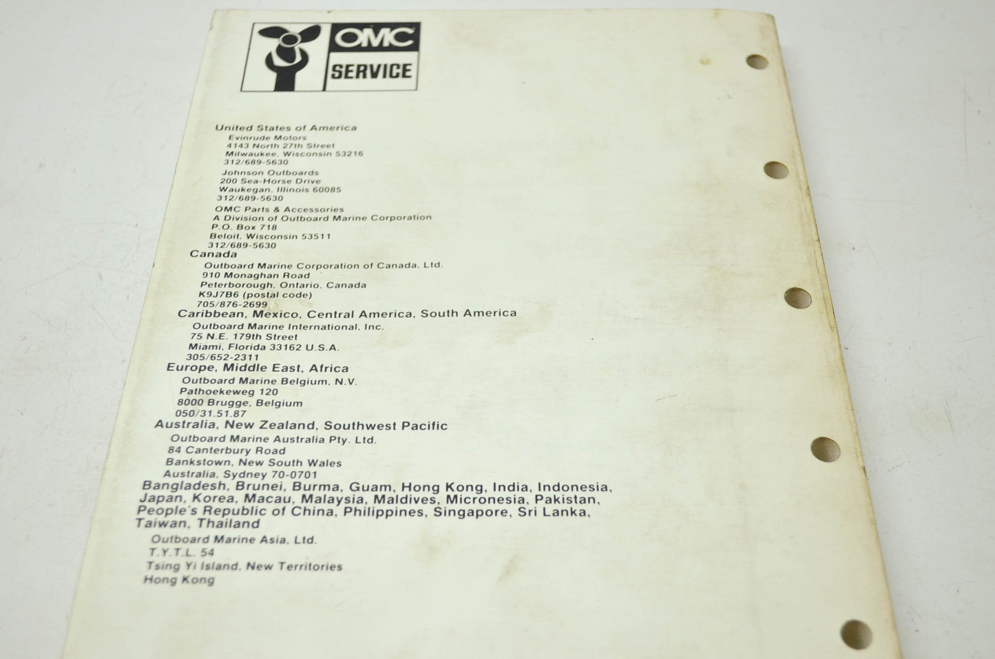 OMC Johnson 'CU' Cross V Service Manual