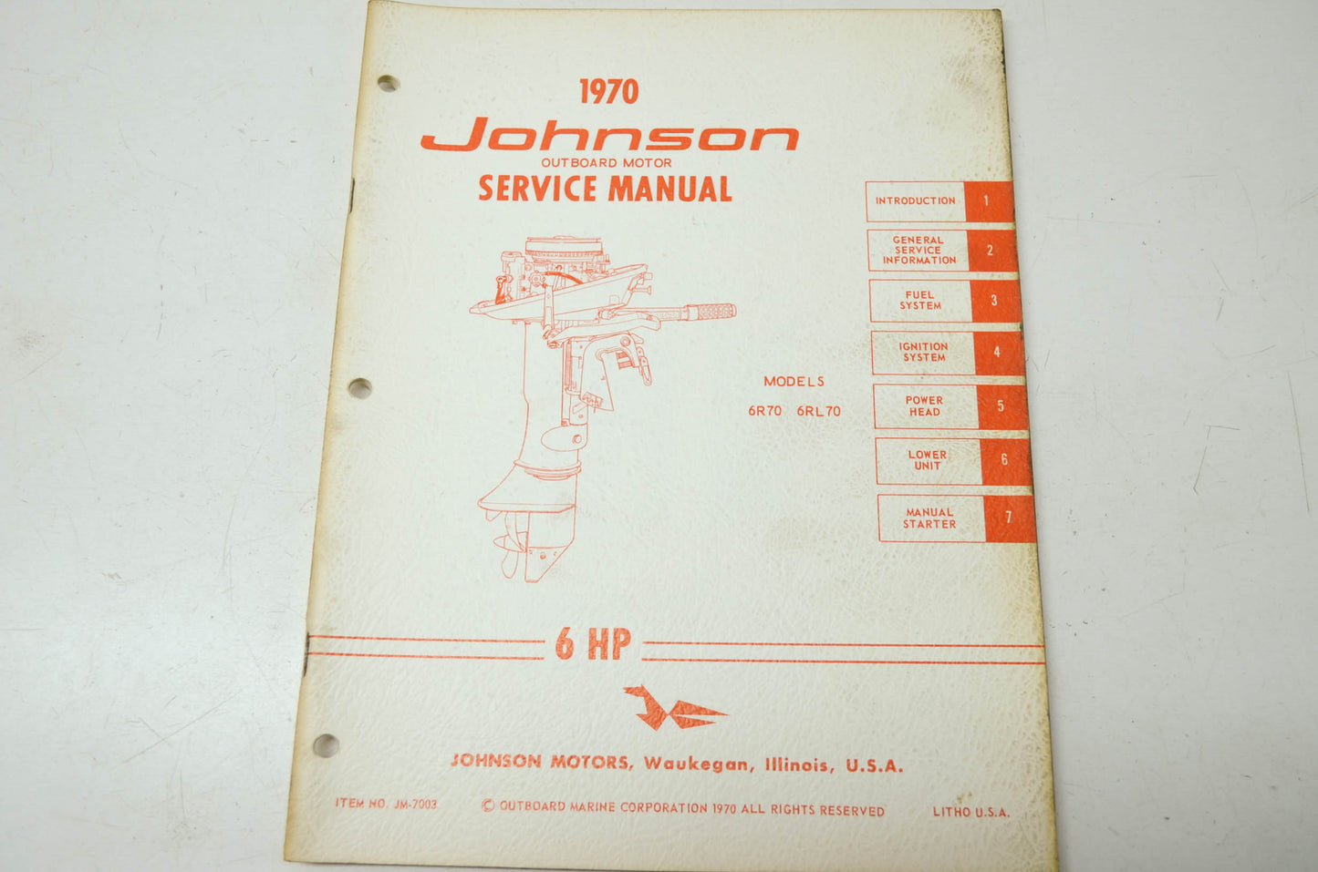 Johnson 1970 Outboard Motor 6HP Service Manual