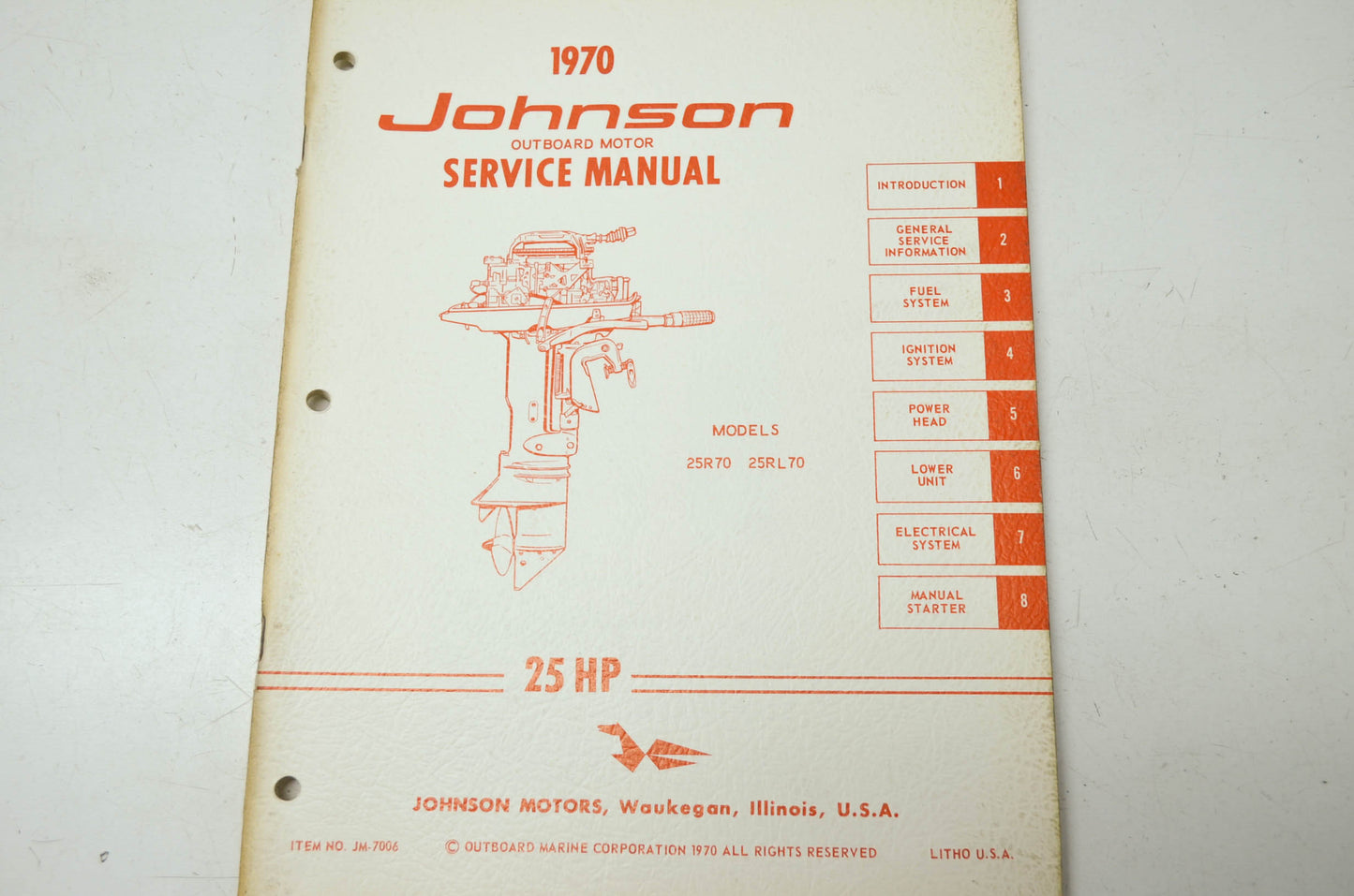 Johnson 1970 Outboard Motor 25HP Service Manual