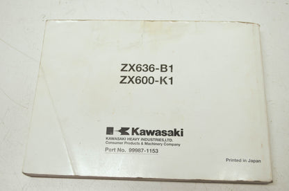 OEM Kawasaki 99987-1153 Owner's Manual ZX600-K1