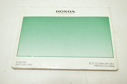 OEM Honda 31GN1750 Owner's Manual XR80R 02 E