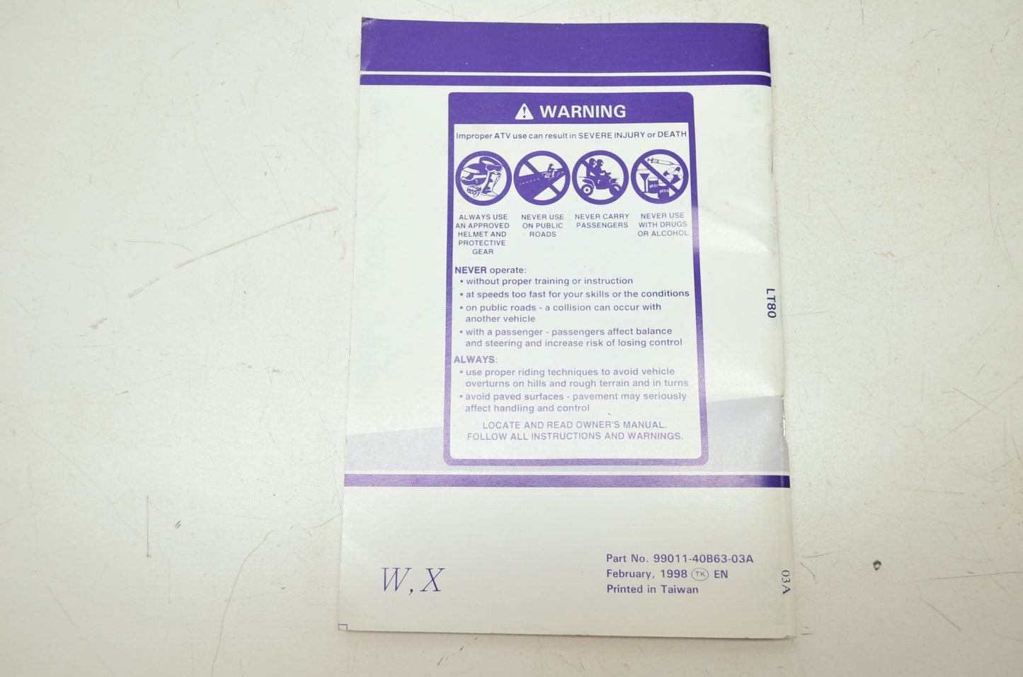 OEM Suzuki LT80 Owner's Manual